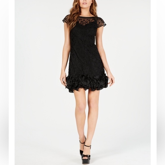 Guess Floral-Lace Ruffled-Hem Sheath - Picture 10 of 12